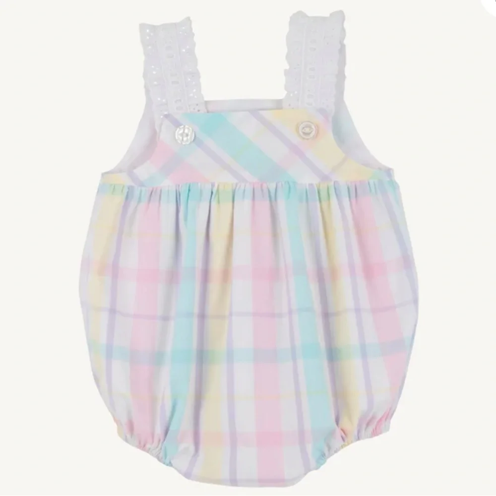 Beaufort Bonnet Babs Bubble Brunch Plate Plaid with Worth Avenue White Girl’s 3T